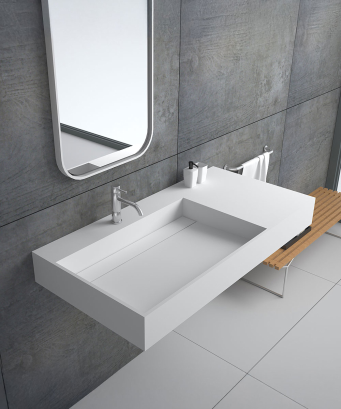 Lavabo rettangolare sospeso Bianco opaco - Bandundu