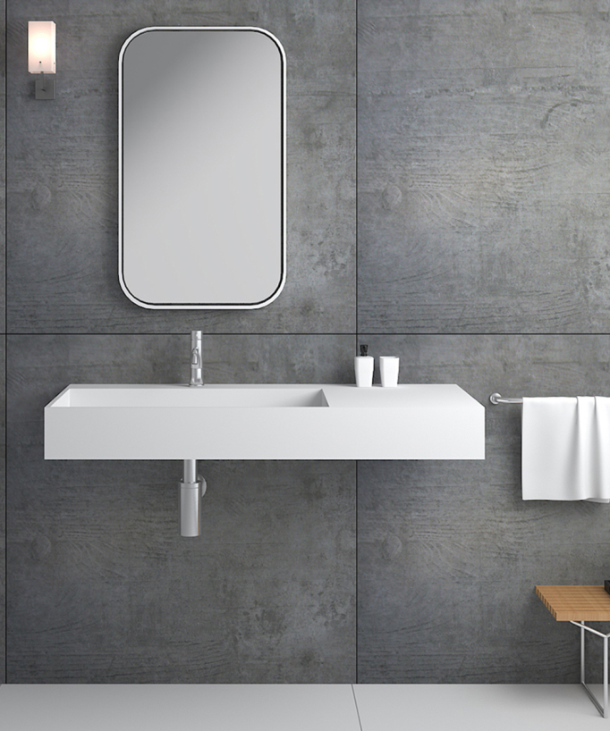 Lavabo rettangolare sospeso Bianco opaco - Bumba