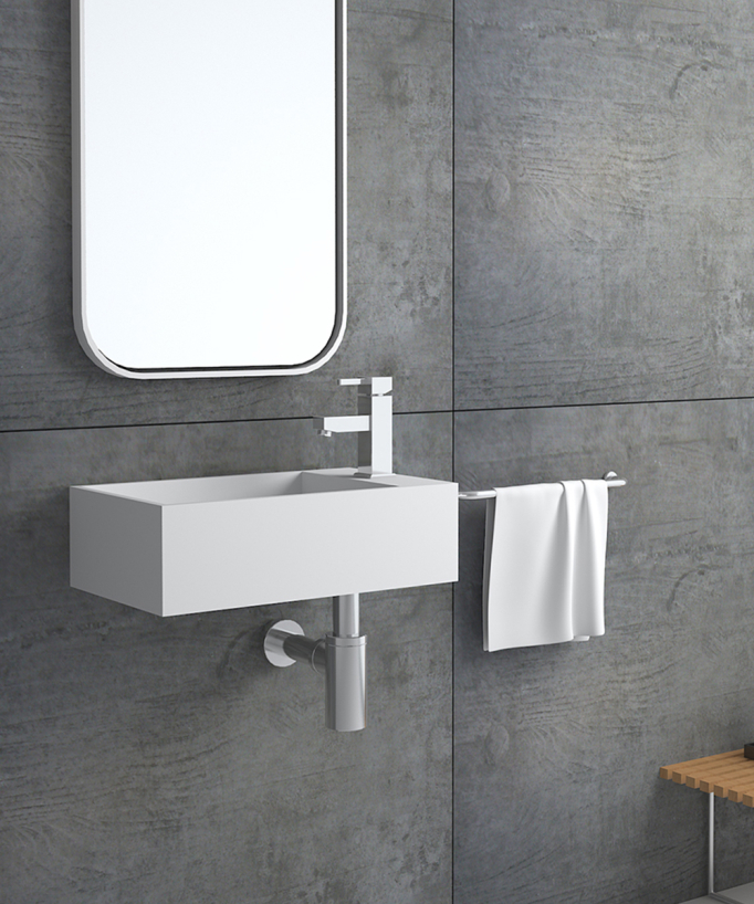 Lavabo rettangolare sospeso Bianco opaco - Gemena