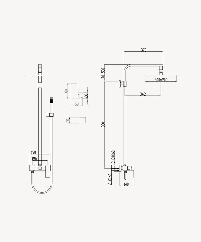 Colonna doccia miscelatore - Sirius