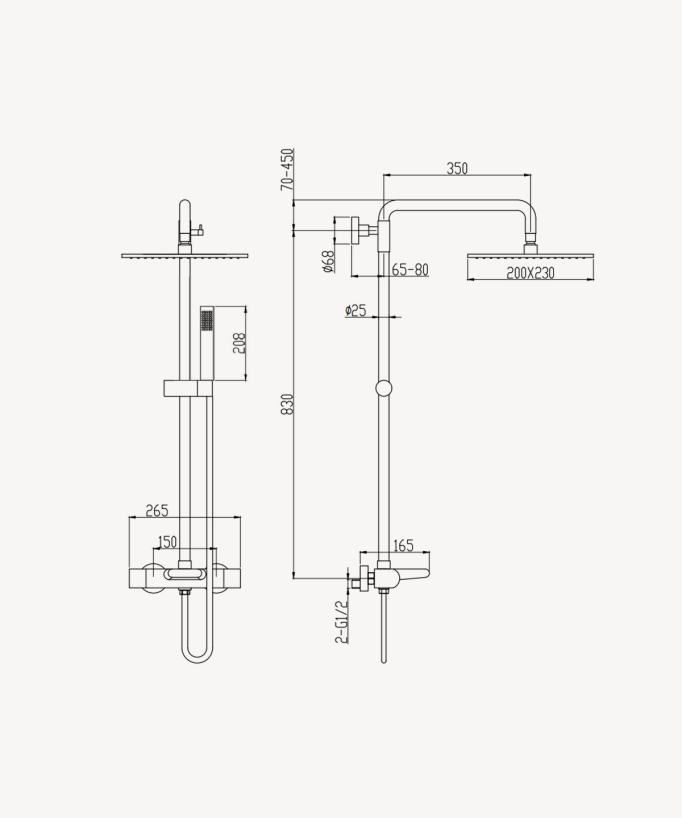 Colonna doccia e vasca termostatica a cascata - Cromo