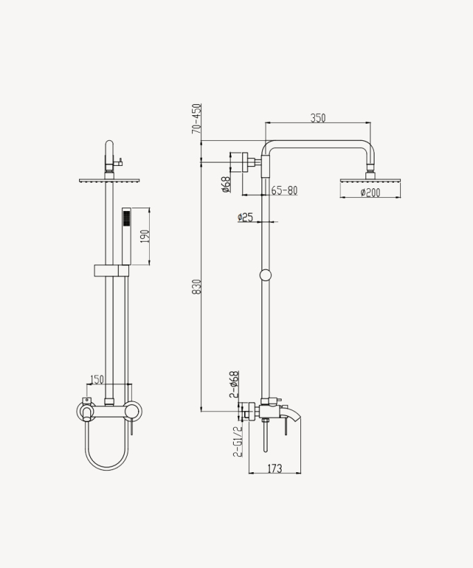 Colonna doccia e vasca nera - Corbeau