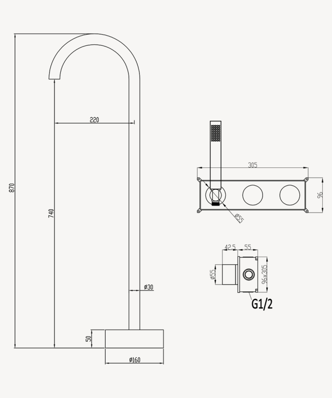 Miscelatore vasca freestanding e incassato - Leros