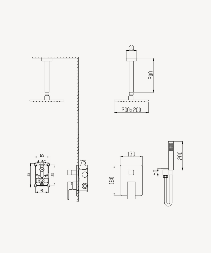 Miscelatore per doccia a soffitto - Sirius