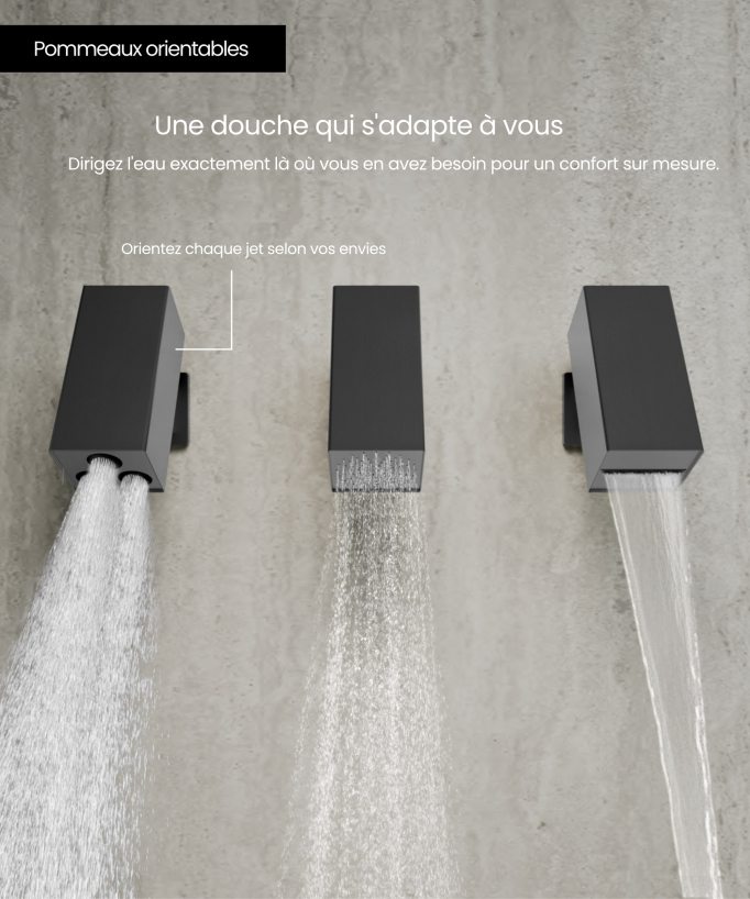 Set miscelatore termostatico multi-funzione con soffione orientabile - Sirius