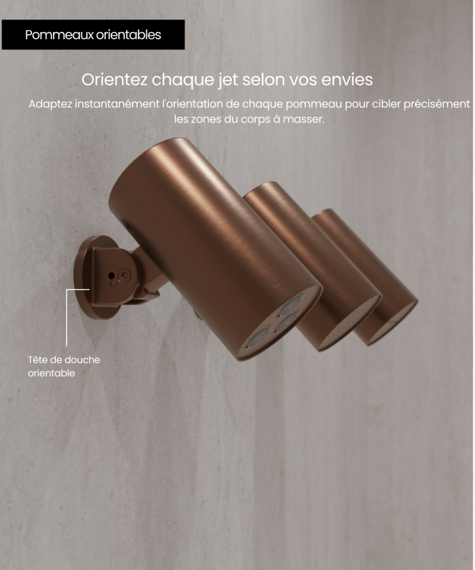 Set miscelatore termostatico multi-spray con soffione orientabile Oro rosa spazzolato - Corbeau
