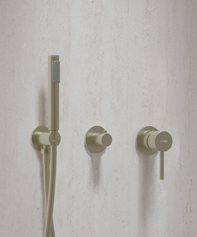 Kit doccia con soffione circolare Oro spazzolato - Corbeau