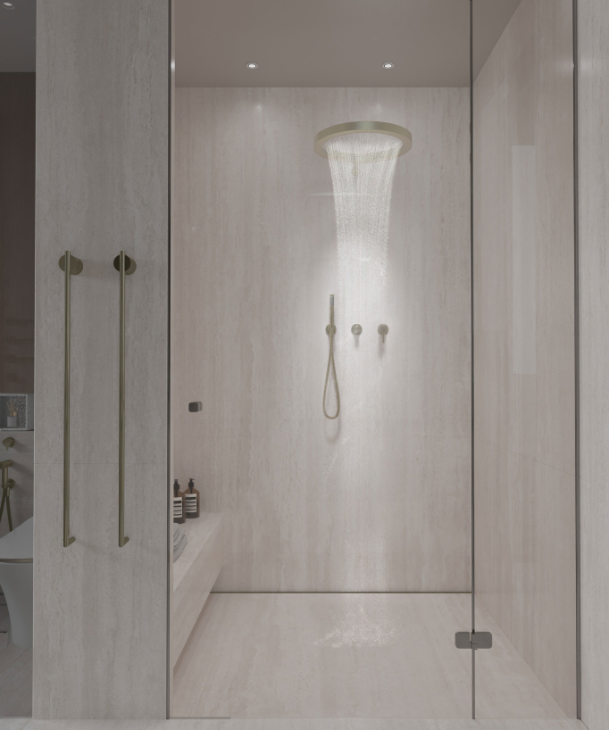 Kit doccia con soffione circolare Oro spazzolato - Corbeau