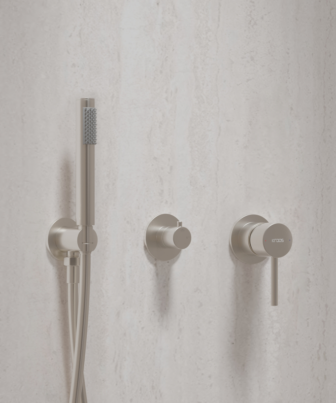 Kit doccia con soffione circolare Nickel spazzolato - Corbeau