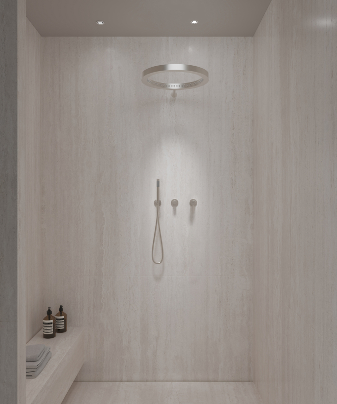 Kit doccia con soffione circolare Nickel spazzolato - Corbeau