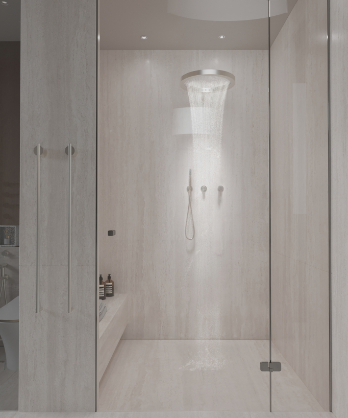 Kit doccia con soffione circolare Nickel spazzolato - Corbeau