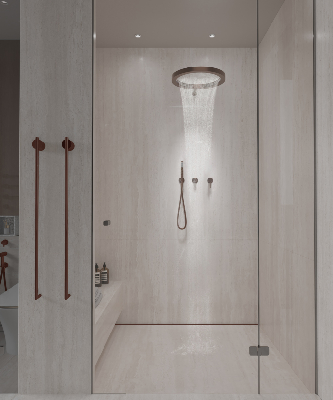 Kit doccia con soffione pioggia circolare - Corbeau