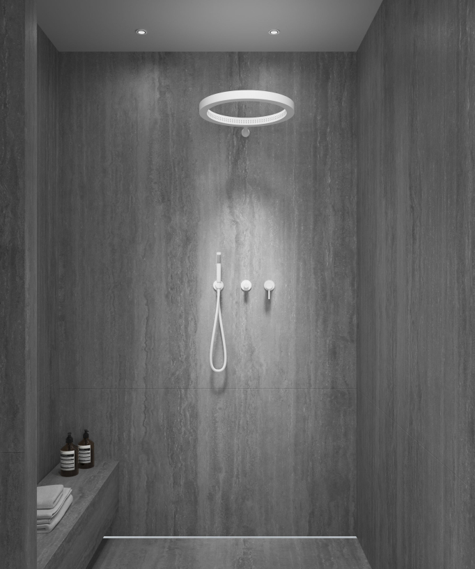 Kit doccia con soffione circolare Bianco - Corbeau