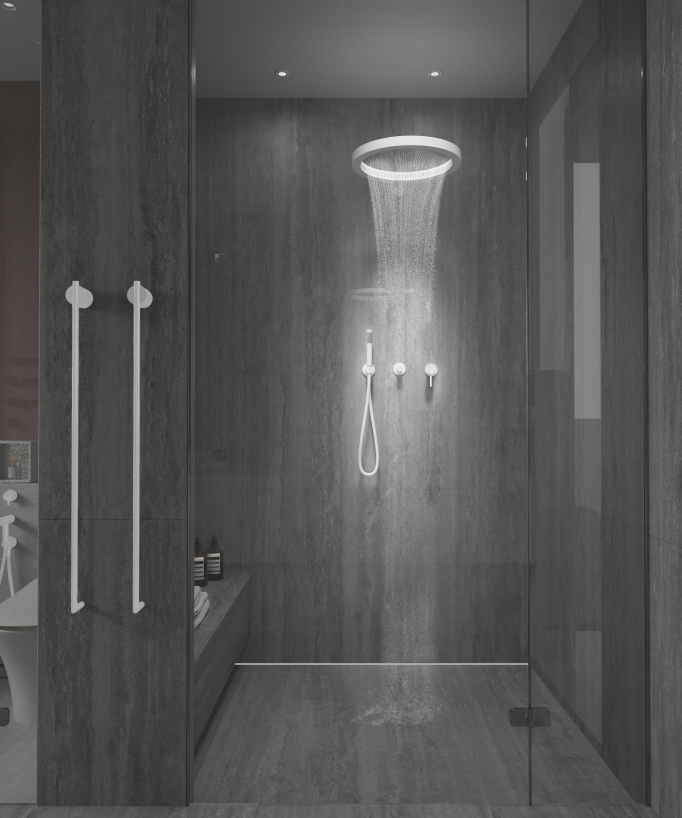 Kit doccia con soffione circolare Bianco - Corbeau