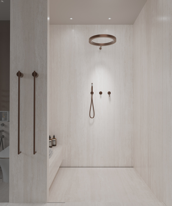Kit doccia con soffione circolare Gun metal - Corbeau