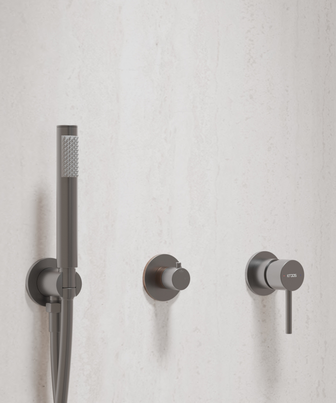 Kit doccia con soffione circolare Gun metal - Corbeau