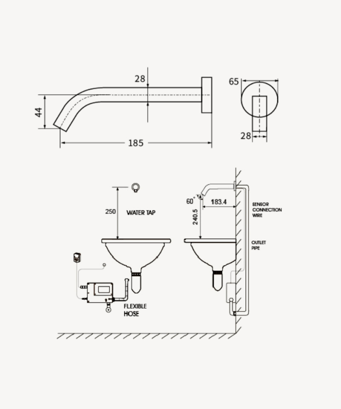 Rubinetto automatico a parete per lavabo, acqua fredda - Pula