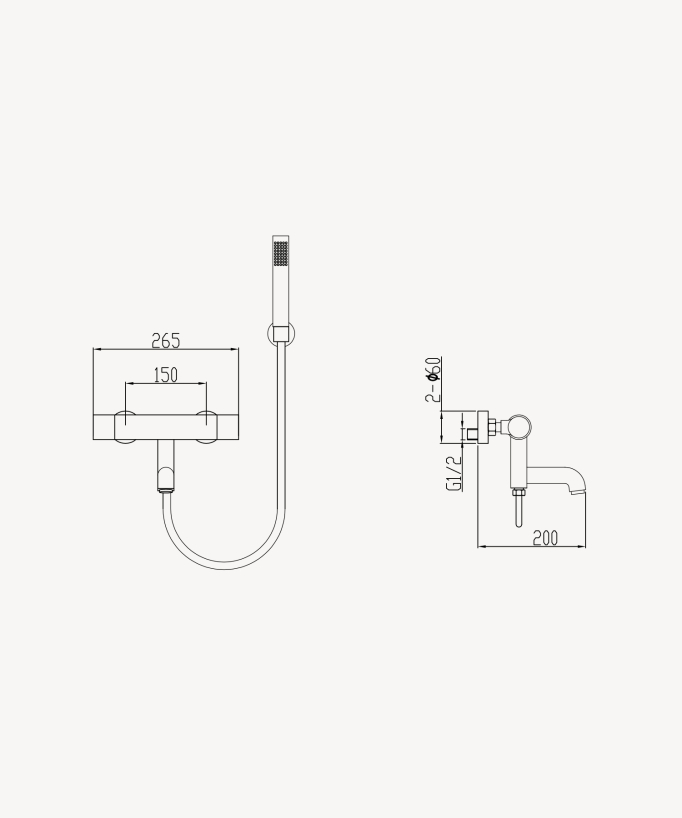 Miscelatore vasca a parete termostatico - Corbeau