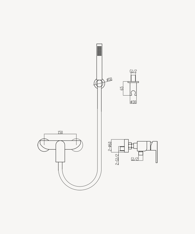 Mitigeur de douche mural Nunki