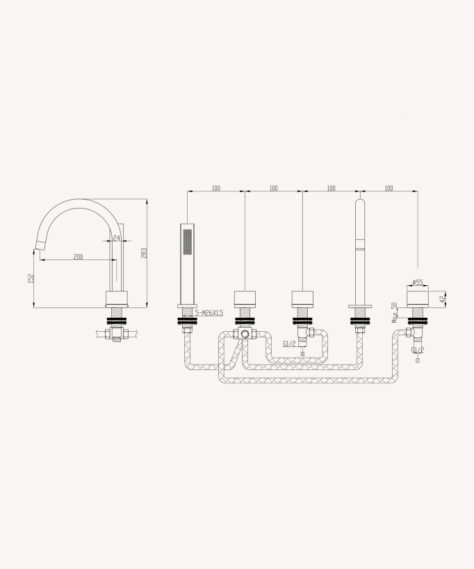 Miscelatore bordo vasca Nero - Leros