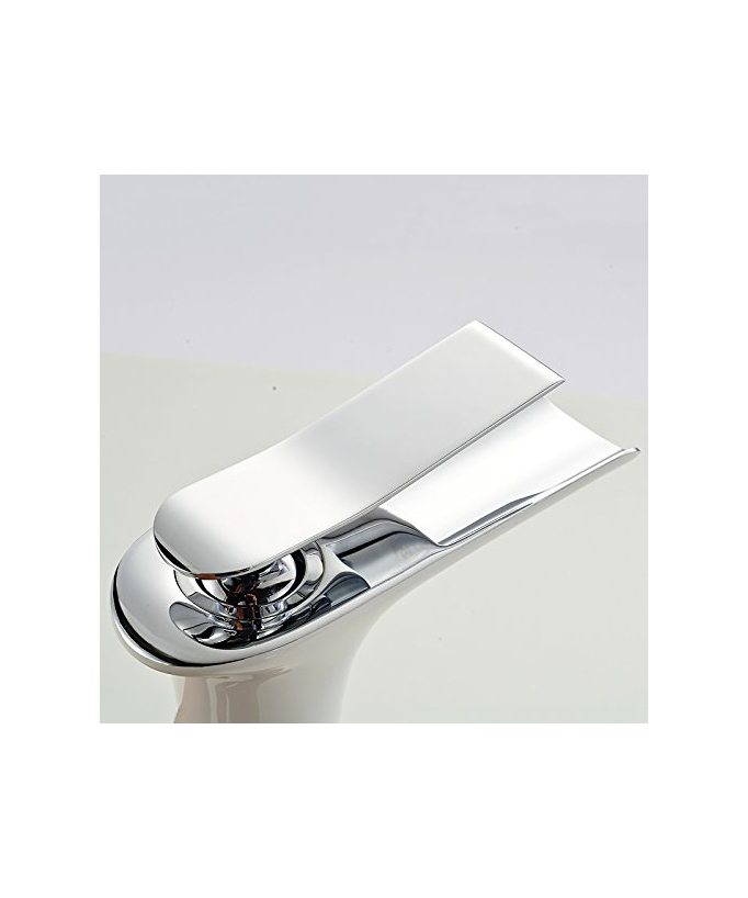 Miscelatore lavabo a cascata bianco cromato design moderno