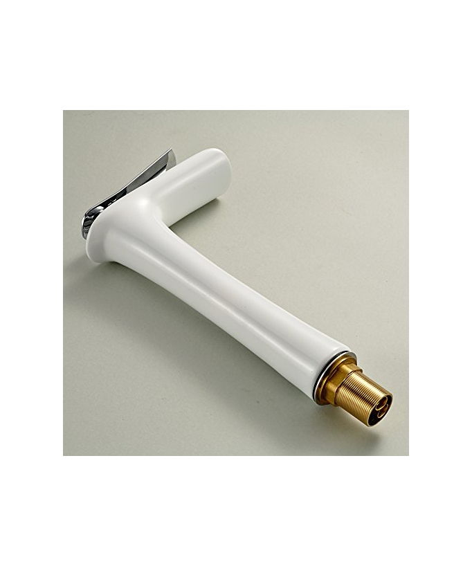 Miscelatore lavabo a cascata bianco cromato design moderno