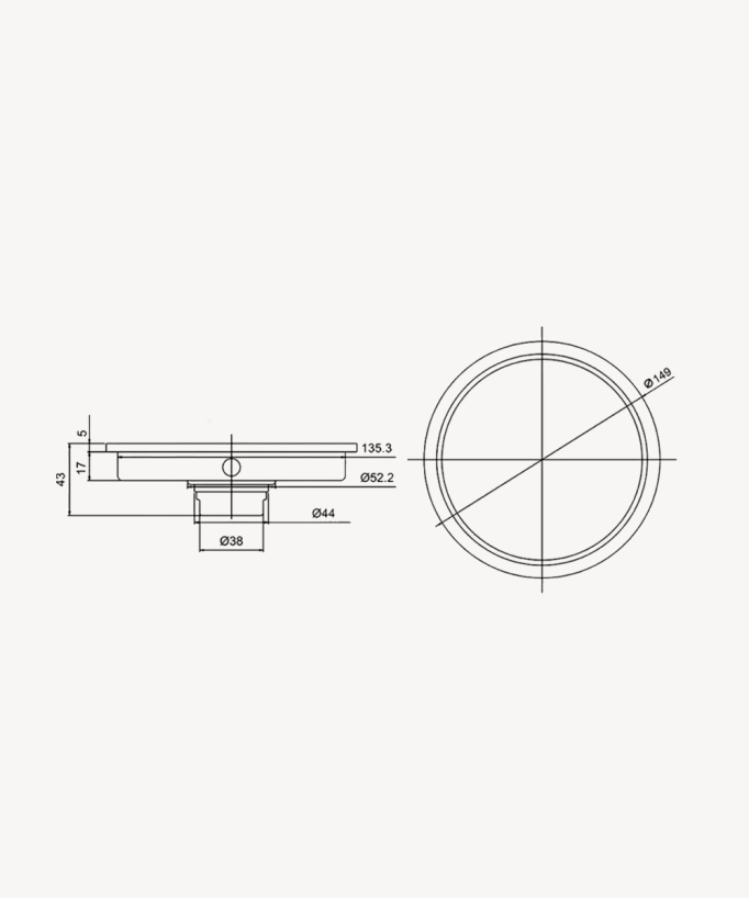 Sifone doccia tondo in acciaio inox