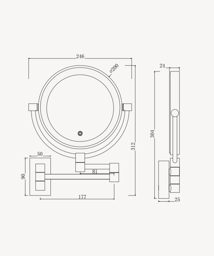Specchio ingranditore da parete con illuminazione LED