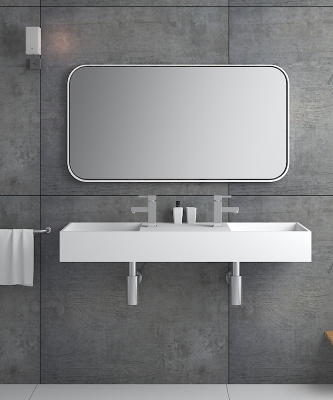 Lavabo rettangolare sospeso Bianco opaco - Katango