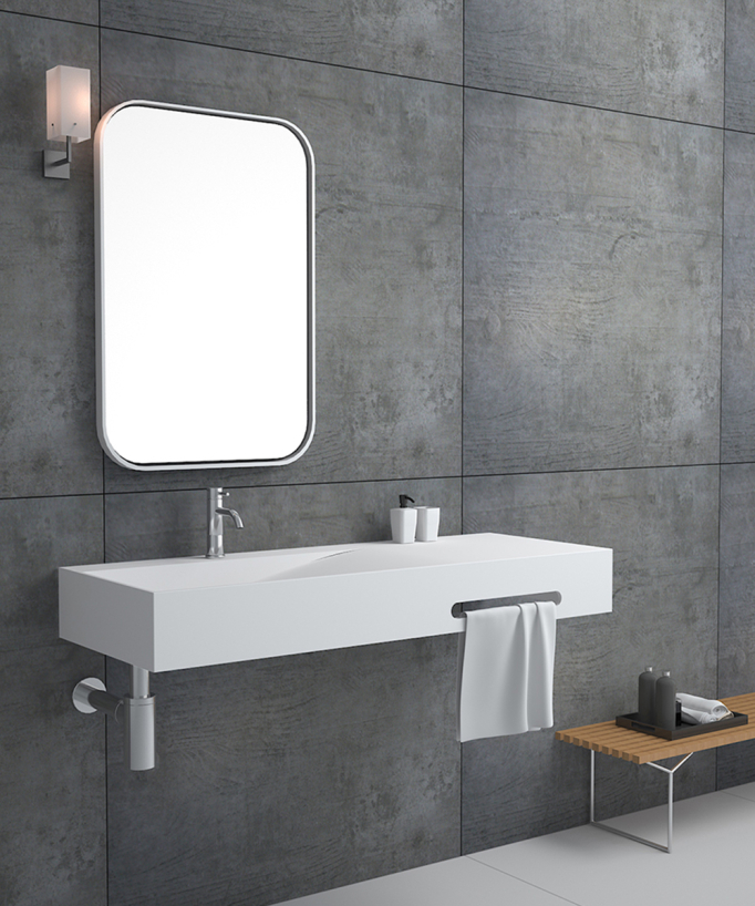 Lavabo rettangolare sospeso Bianco opaco - Gandajika