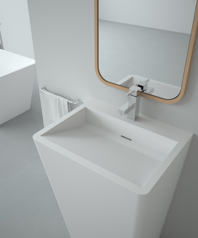 Lavabo rettangolare a colonna Bianco opaco - Linzolo