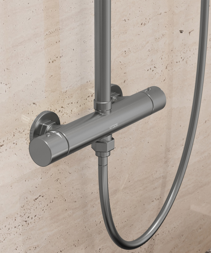 Colonna doccia termostatica da parete Gun metal - Fiumina