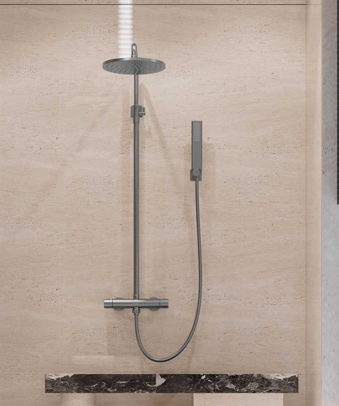 Colonna doccia termostatica da parete Gun metal - Fiumina