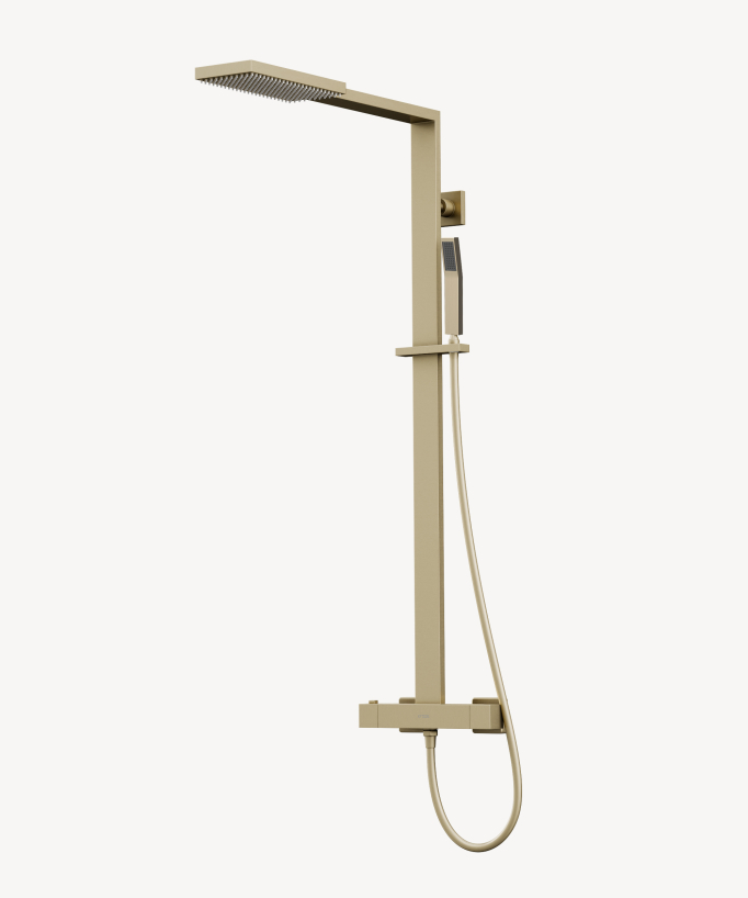 Colonna doccia termostatica moderna in oro spazzolato - Sirius - small