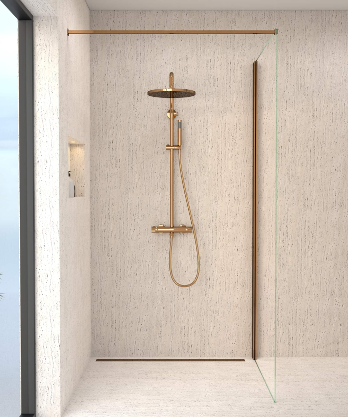 Colonna doccia termostatica rotonda Oro rosa - Corbeau - small