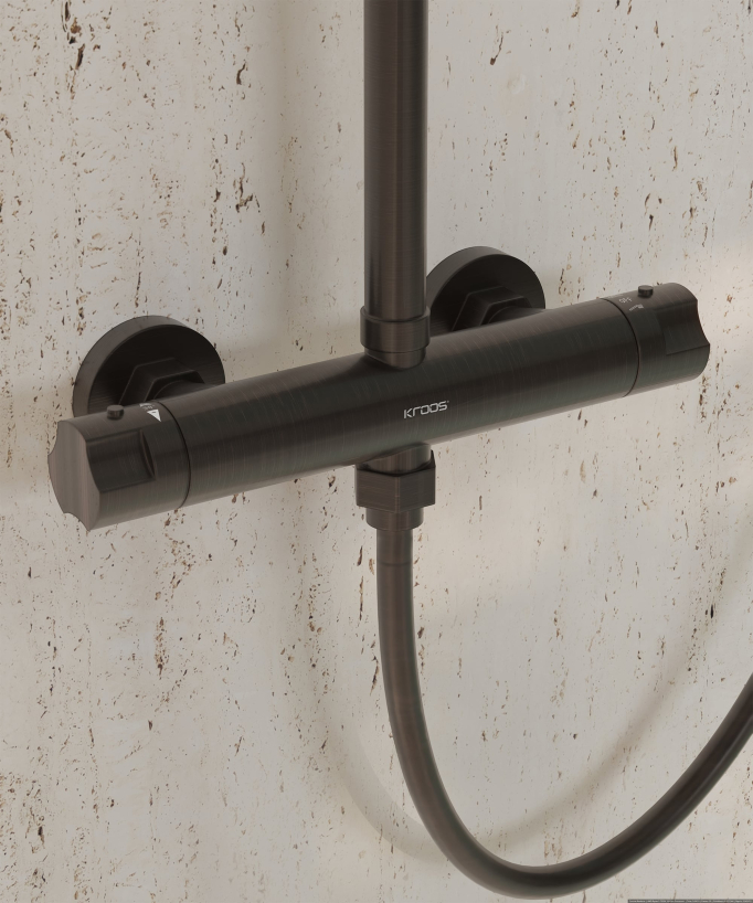 Colonna doccia tonda termostatica Moka spazzolato - Corbeau