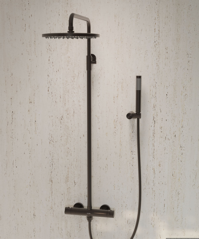 Colonna doccia tonda termostatica Moka spazzolato - Corbeau