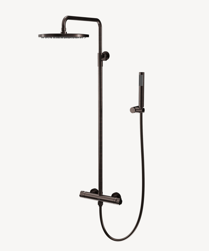 Colonna doccia tonda termostatica Moka spazzolato - Corbeau