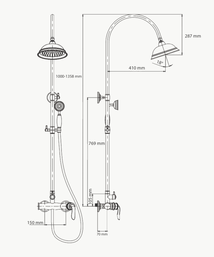 Colonna doccia freestanding oro - Erbe