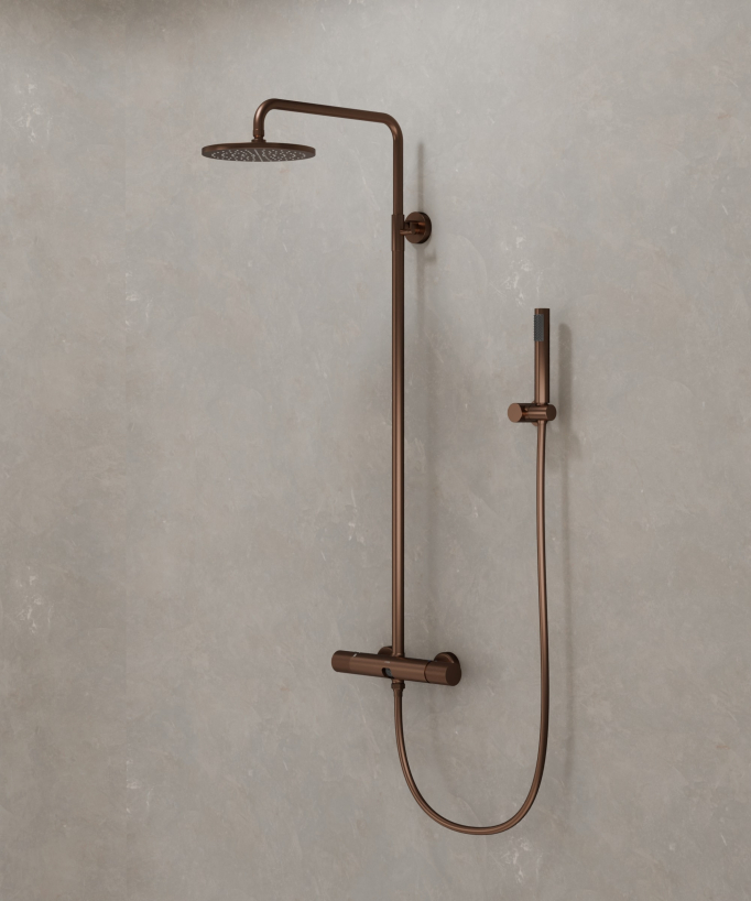 Colonna doccia a parete in oro rosa spazzolato - Leros