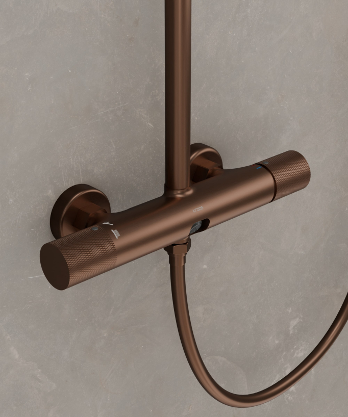Colonna doccia a parete in oro rosa spazzolato - Leros
