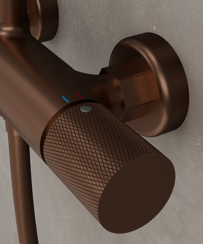 Colonna doccia a parete in oro rosa spazzolato - Leros