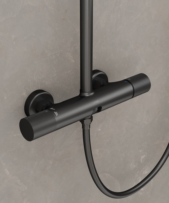 Colonna doccia da parete con miscelatore Gun metal - Leros