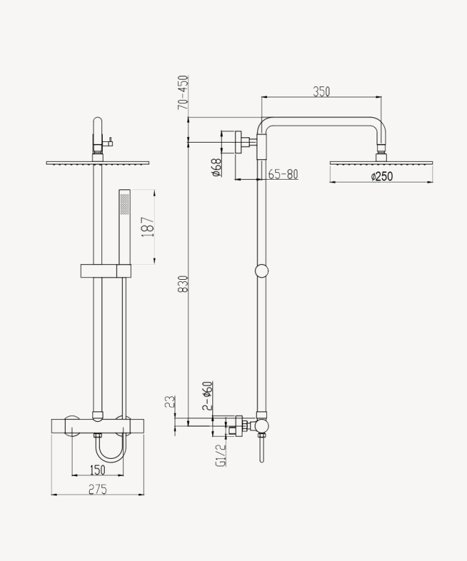 Colonna doccia termostatica rotonda - Corbeau