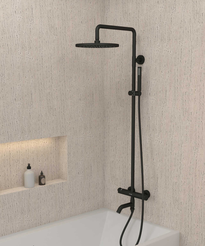 Colonna doccia e vasca termostatica nera - Corbeau
