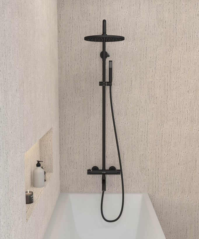 Colonna doccia e vasca termostatica nera - Corbeau