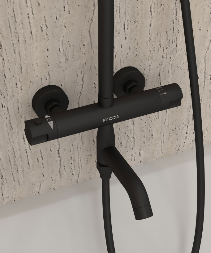 Colonna doccia e vasca termostatica nera - Corbeau