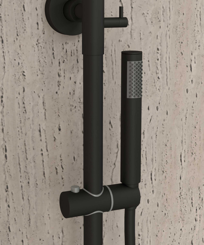 Colonna doccia e vasca termostatica nera - Corbeau