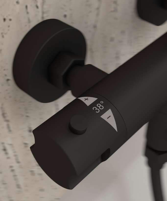 Colonna doccia e vasca termostatica nera - Corbeau