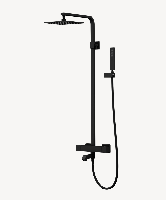 Colonna termostatica per doccia e vasca, quadrata Nero - Grosa - small
